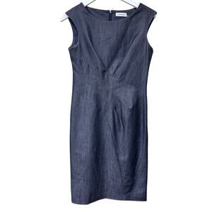 Calvin Klein Size 4 Gray Sleeveless Knee Length Sheath Dress Workwear Classic